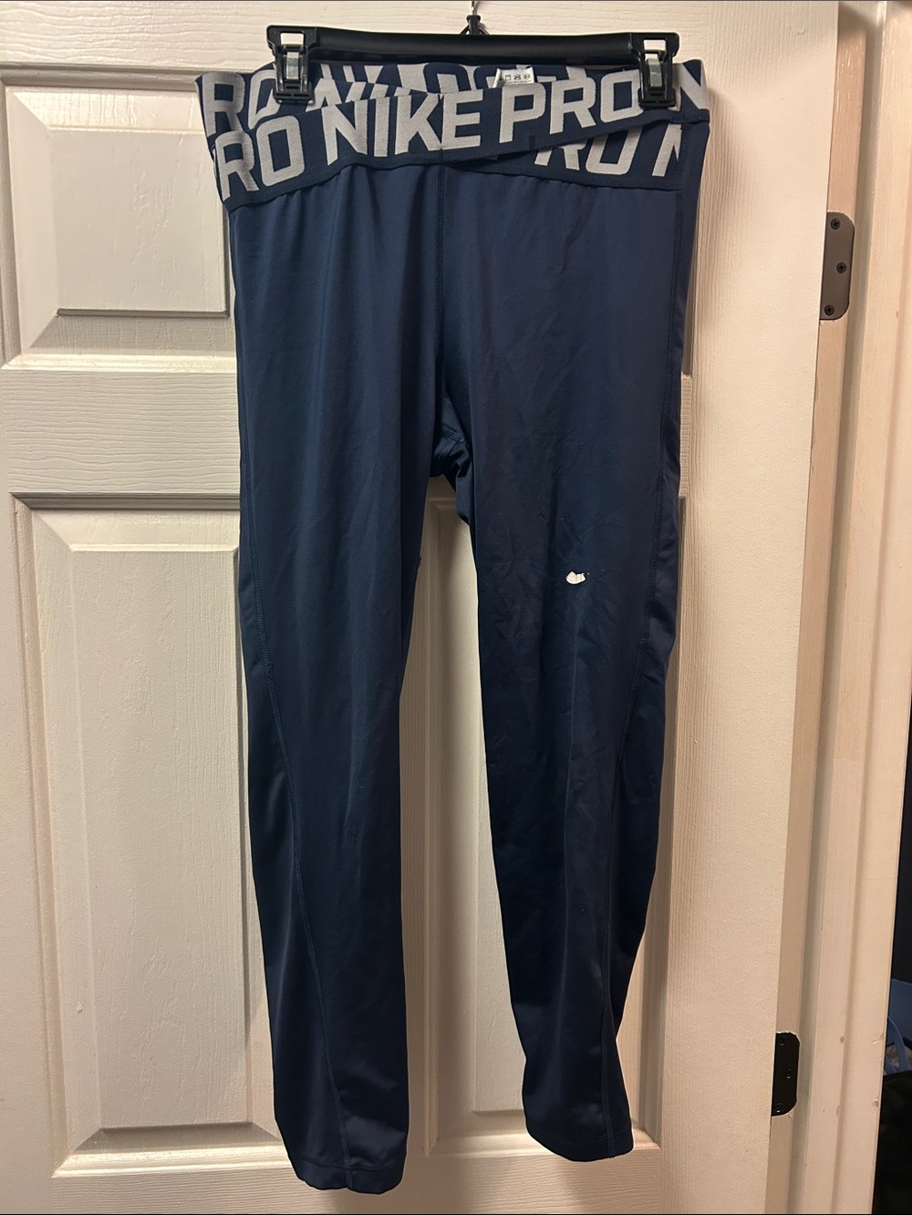 Nike Youth Navy Pro Compression Leggings with Branded Waistband